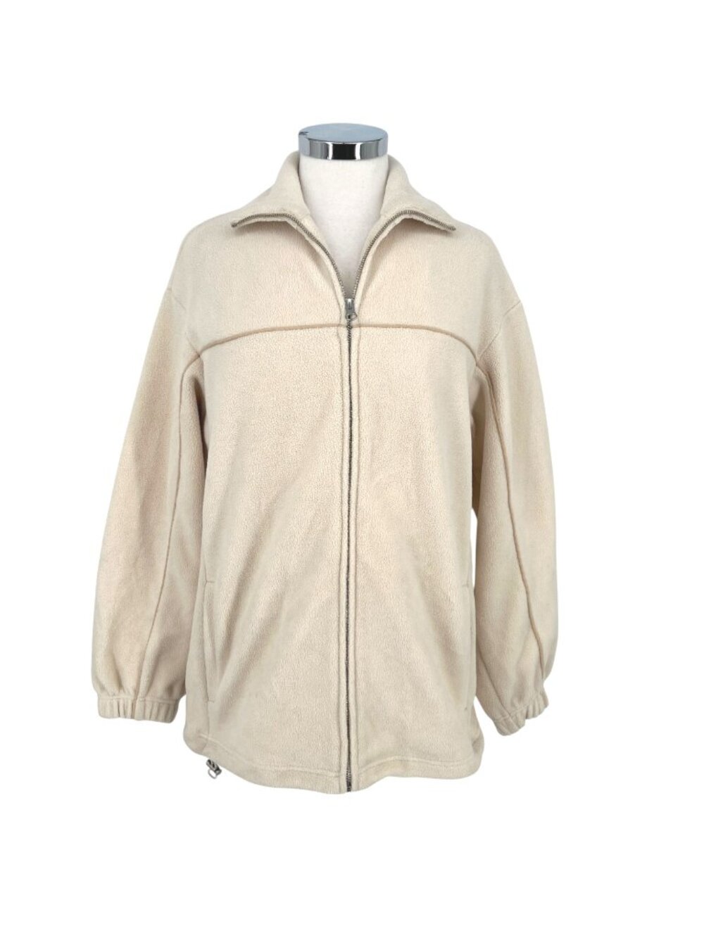 & Other Stories Fleece Full Zip Oversized Cozy Track Jacket Cream Size Small